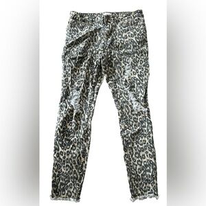 EASEL LOS ANGELES Leopard Print Distressed Jeans.